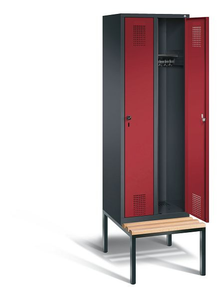C+P Evolo locker, H2090xW610xD815mm, kleur: zwart-grijs/robijnrood, 48050-20 S10163