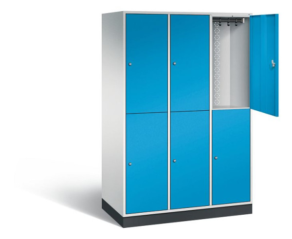 C+P locker dubbellaags XL Intro, H1950xW1220xD590mm, kleur: lichtgrijs/lichtblauw, 8270-303 S10014