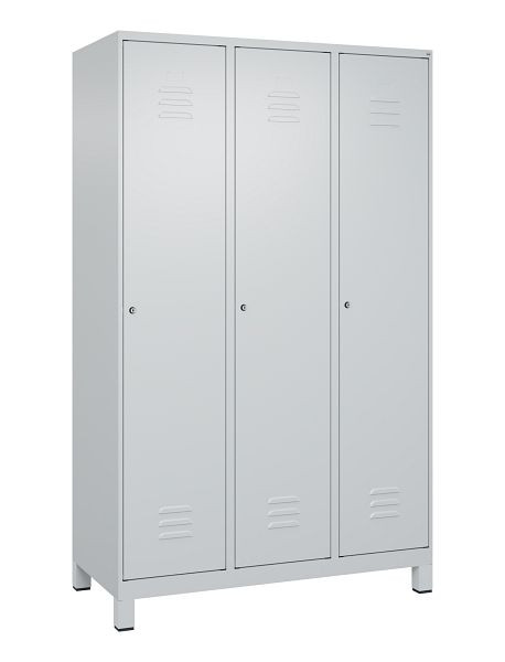 C+P luierkastje Classic PLUS met middenwand, voeten, 3 vakken, 1950x1200x500mm, 7035/7035, cilindersloten, 080010-32F S10027