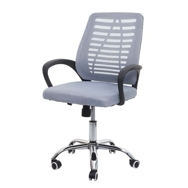 Mendler bureaustoel HWC-L44, bureaustoel, computerstoel, ergonomische rugleuning, gaasbekleding stof/textiel, grijs, 99203