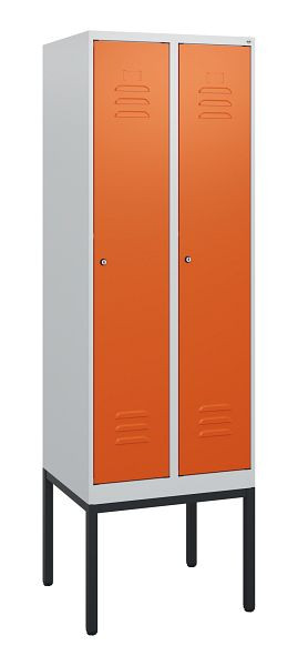 C+P Umkleidespind Classic PLUS, Gestell, 2 Abteile, 1950x600x500mm, 7035/2004, Zylinderschlösser, 0800305-20 S10031