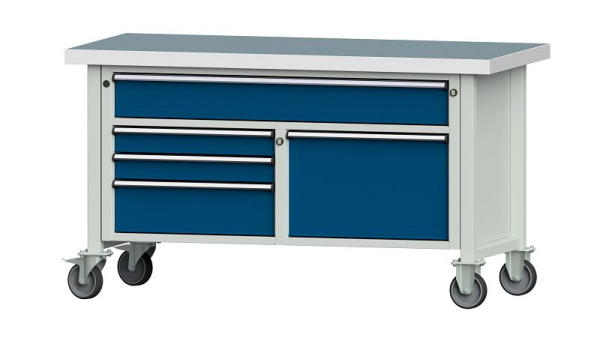 ANKE werkbanken kistwerkbank, model 256 V, 1500 x 700 x 850 mm, RAL 7035/5010, UBP 50 mm, verrijdbaar, 304.186