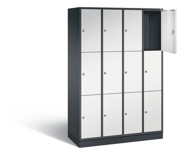 C+P lockerkast Intro, H1950xW1220xD490mm, kleur: zwartgrijs/lichtgrijs, 8370-401 S10054