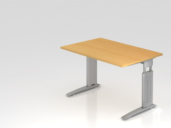 Hammerbacher bureau C-poot 120x80cm beuken/zilver, werkhoogte 68-86 cm verstelbaar, VUS12/6/S