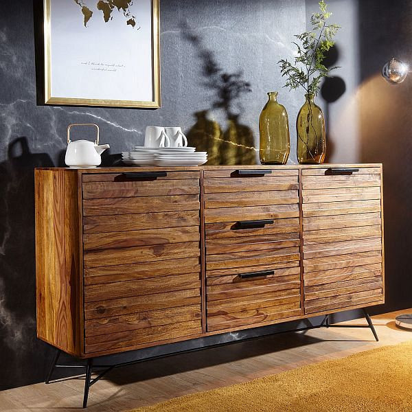 Wohnling design dressoir NISHAN 160 x 40 x 88 cm massief sheeshamhout, WL5.582