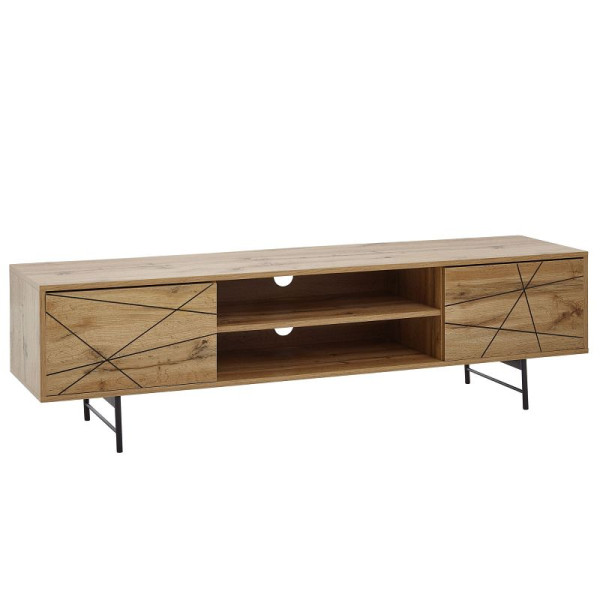Wohnling lowboard hout eiken decor 160x45x40 cm TV ladekast met twee deuren, design TV-kast hoog, TV-tafel TV-kast modern, WL6.579