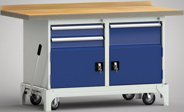 KLW mobiele professionele werkbank - 1500 x 700 x 866 mm L x B x H, WS782N-1500M40-E0013