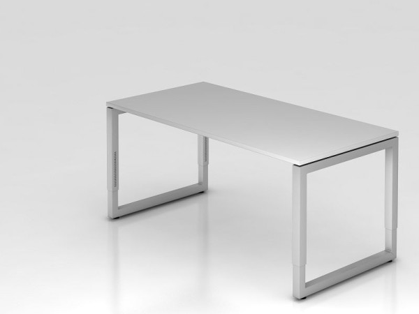 Hammerbacher bureau O-voet vierkant 160x80cm grijs, rechthoekige vorm met zwevend tafelblad, VRS16/5/S