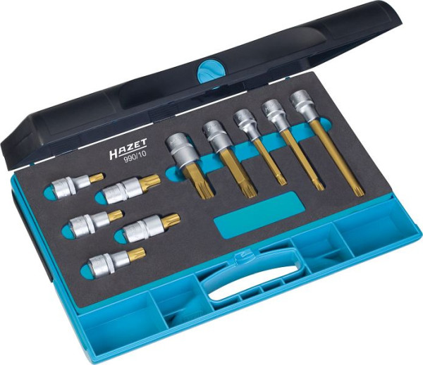 Hazet schroevendraaierdopsleutelset, hol vierkant 12,5 mm (1/2 inch), intern meertands profiel XZN, M8 - M18, aantal gereedschappen: 10, 990/10