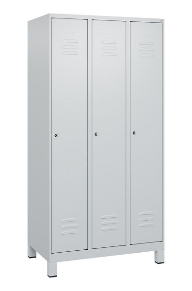 C+P luierkastje Classic PLUS met middenwand, voeten, 3 vakken, 1800x900x500mm, 7035/7035, cilindersloten, 0800107-30F S10024