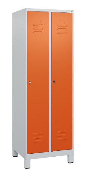 C+P luierkastje Classic PLUS met middenwand, voeten, 2 vakken, 1800x600x500mm, 7035/2004, cilindersloten, 0800107-20F S10031