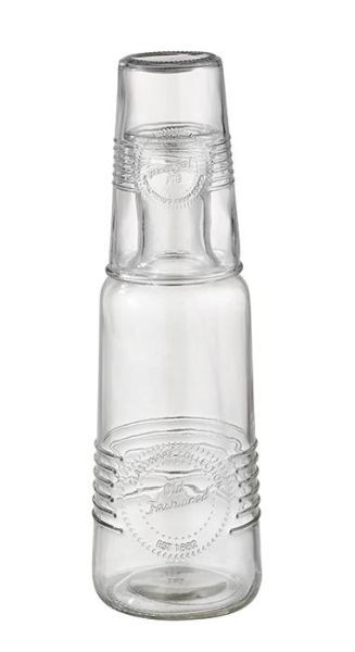 APS glazen karaf -OUDER FASHIONED-, Ø 9,5 cm, hoogte: 31 cm, glas, 2-delige set, Ø 9,5 cm, hoogte: 27 cm, 1 liter, Ø 8 cm, hoogte: 12 cm, 0, 3 liter, 10690
