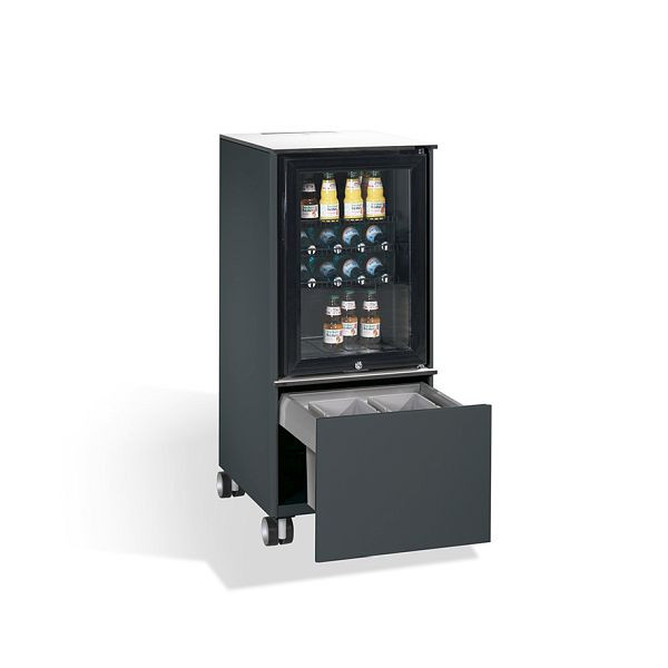 C+P koelkast caddy Asisto, H1157xB500xD600mm, kleur: zwart-grijs, stuur, 54080-010 S10017