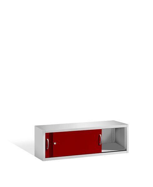 C+P bovenkast Acurado, H500xB1600xD500mm, kleur: lichtgrijs/robijnrood, beugelgreep, 1 niveau, 2154-00 S10043