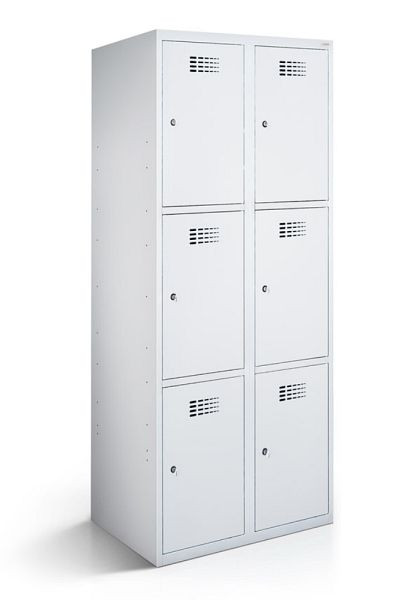 KEMMLIT lockerkast met 2 vakken en 6 deuren 40cm met gesloten bodem, lichtgrijs 7035, draaibare sluiting, 100557