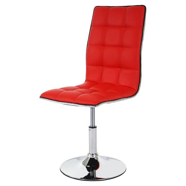 Mendler set van 2 eetkamerstoelen HWC-C41, stoel keukenstoel, in hoogte verstelbaar draaibaar, kunstleer, rood, 36837