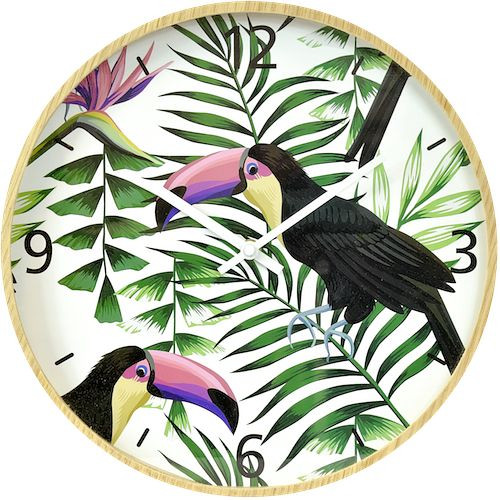 Technoline quartz wandklok vogelmotief, MDF materiaal, afmetingen: Ø 33 cm, 774660-T