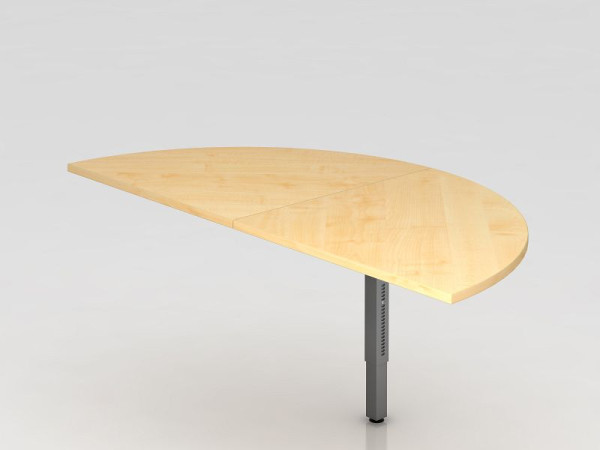 Hammerbacher aanschuiftafel 2x kwartcirkel/onderstel vierkant esdoorn/grafiet, halve cirkel voor bevestiging aan een bureau, VRA160/3/G