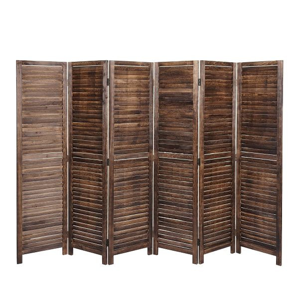 Mendler Paravent HWC-C30, scheidingswand privacyscherm, shabby look vintage, 170x243cm, bruin, 62642