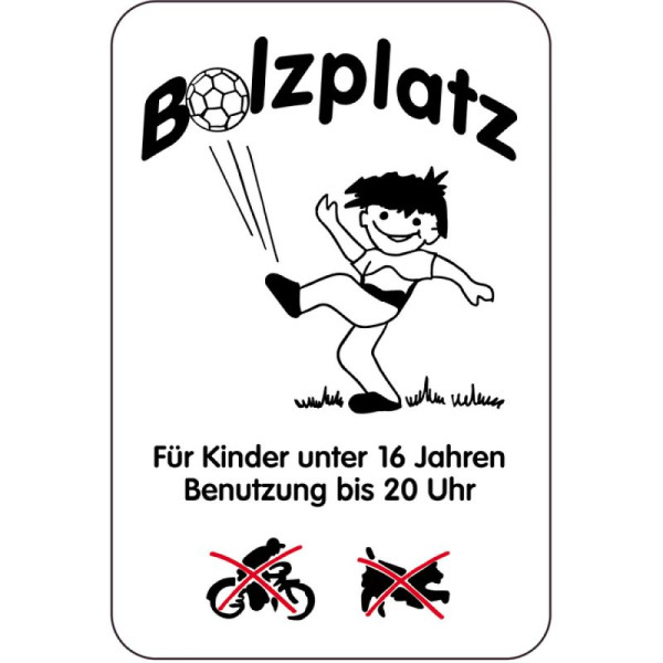 Stein HGS HGS speciaal bord, voetbalveld, voor kinderen onder de 16 jaar, te gebruiken tot 20.00 uur, 400 x 600 mm, tekst: zwart, 15031