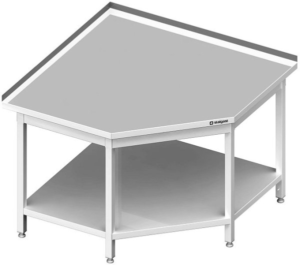 Hoekwerktafel Stalgast, hoogte 850 mm, met onderstel, gelast, met opstaande rand