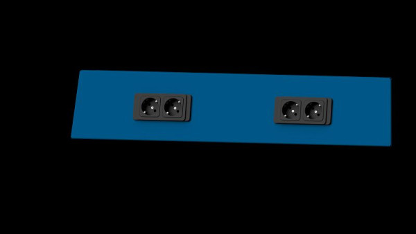 ANKE werkbanken energiekanaalsysteem opbouw, 743 x 64 x 150 mm, RAL 5010, dubbele fitting rechts en links, 970.050