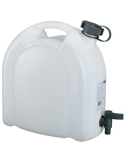 DENIOS kunststof jerrycan, transparant, met aftapkraan, 10 liter, 243-707