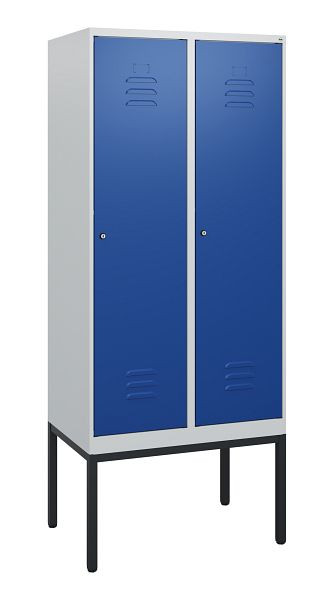 C+P Umkleidespind Classic PLUS, Gestell, 2 Abteile, 1950x800x500mm, 7035/5010, Zylinderschlösser, 0800305-22 S10018