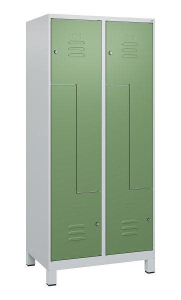 C+P Z-Spind Classic PLUS, voeten, 4 vakken, 1800x800x500mm, 7035/6011, cilindersloten, 0800137-224 S10021