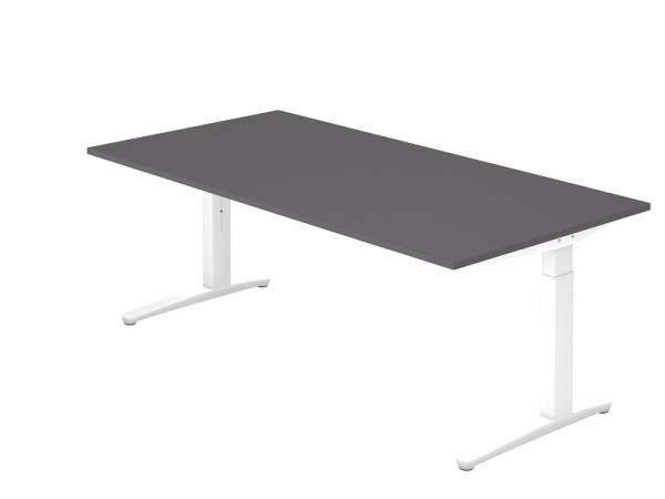 Hammerbacher bureau C-onderstel 200x100cm grafiet/wit, rechthoekige vorm, VXB2E/G/WW
