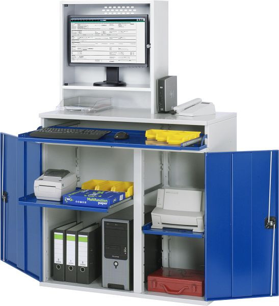 RAU computerkast - model 65, B1100xD520xH1770mm, monitorbehuizing B650 x D250 x H710mm, middensteun voor het verdelen van de inbouwbreedte, 07-1100T-M65-MG2.11