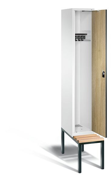 C+P Evolo kleerkast, H2090xB320xD815mm, kleur: verkeerswit / decor eiken Sereno, 48050-10 S10089