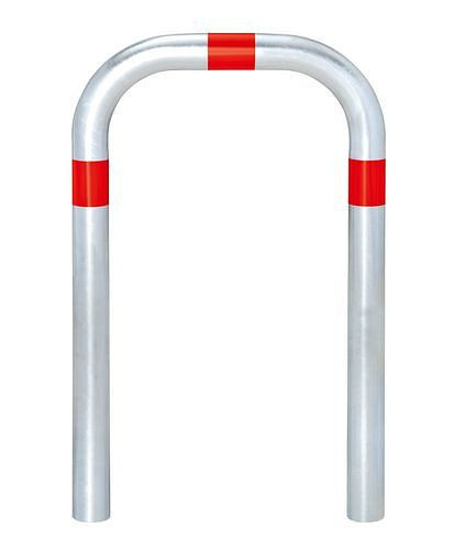 Moravia laadstation stootbeschermingsbeugel van staal, thermisch verzinkt, B 500 mm, rode reflexringen, voor inzetting in beton, 280398