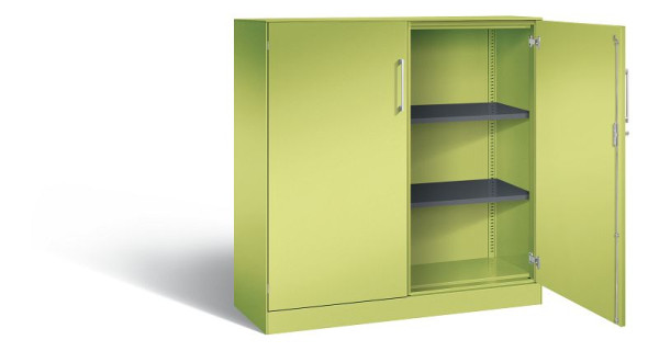 C+P vleugeldeurkast Asisto, H1310xB1200xD435mm, kleur: Viridin groen / Viridin groen, beugelgreep, 3 niveaus, 141031-000 S10126