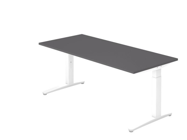 Hammerbacher bureau C-onderstel 180x80cm grafiet/wit, rechthoekige vorm, VXB19/G/WW