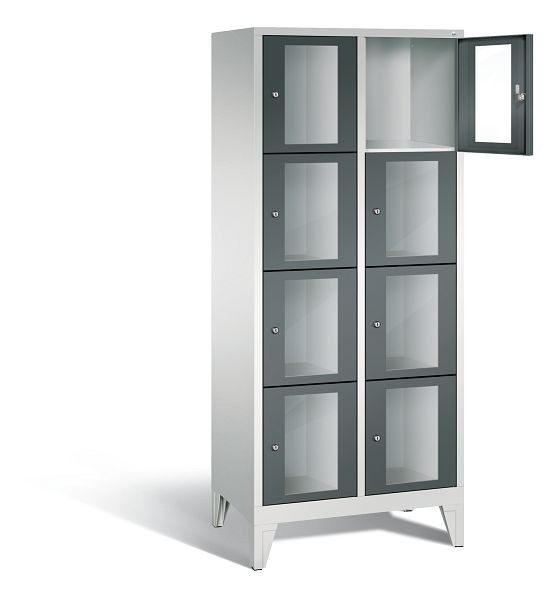 C+P lockerkast Classic, H1850xW810xD500mm, kleur: lichtgrijs / antracietgrijs, 8010A224 S10025