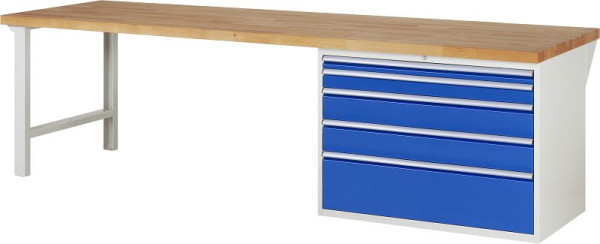 RAU werkbank serie 7000 - modulair ontwerp, onderbouwbak (5x XXL laden), 3000x840x900 mm, 03-7711A1-309B4S.11