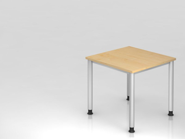Hammerbacher bureau 4 voet rond 80x80cm esdoorn/zilver, rechthoekige vorm, VHS08/3/S