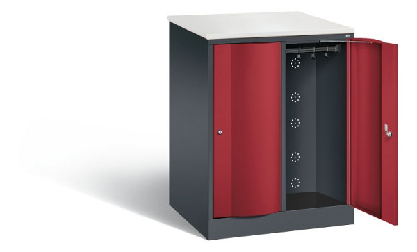 C+P XL lockerkast Resisto, H1077xW772xD640mm, kleur: zwartgrijs/robijnrood, 8271-273 S10027