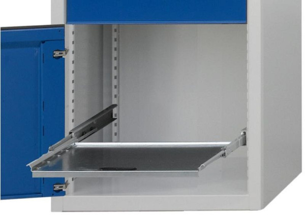ANKE uittrekbare plank; 900x603 mm (BxD); RAL 7035; In hoogte verstelbaar in stappen van 30 mm; voor ladekast serie 1060 V; Volledige extensie 100% - 100 kg belasting