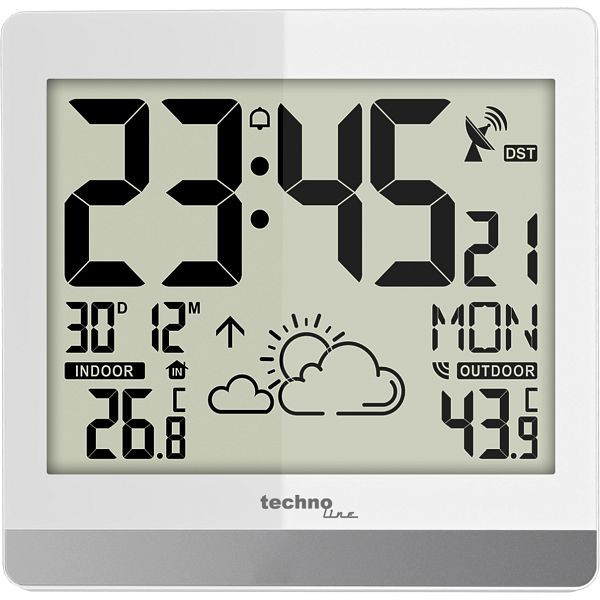 Technoline DCF-77 draadloze wandklok, datum- en weekdagweergave (4 talen), WS 8119