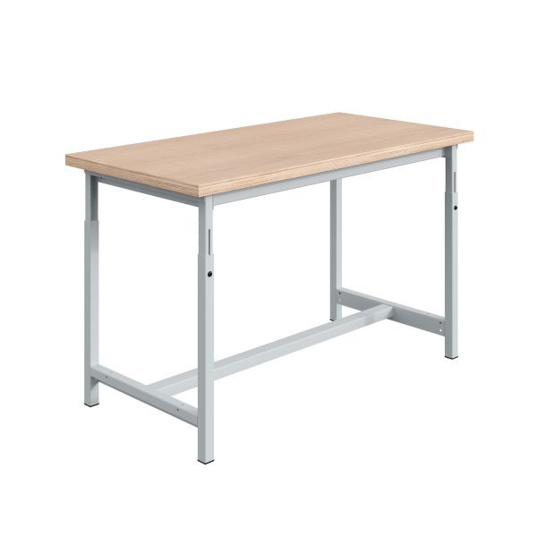 SOFAME PTH werkbank, mechanisch in hoogte verstelbaar, B 1200 x D 750 x H 780 tot 1060 mm, multiplex werkblad 40 mm, lichtgrijs RAL 7035, W010020243GC
