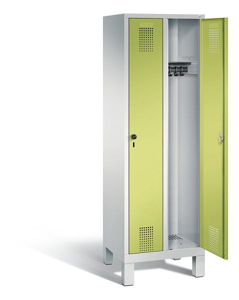 C + P Evolo garderobe, H1850xB610xD500mm, kleur: lichtgrijs / virid groen, 48010-20 S10057