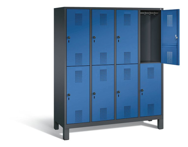 C+P locker dubbellaags Evolo, H1850xW1590xD500mm, kleur: zwartgrijs / gentiaanblauw, 48310-42 S10147