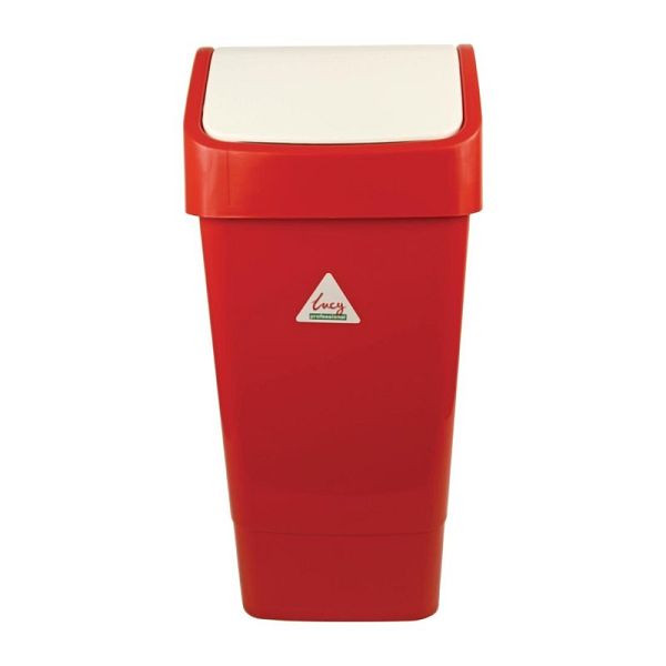 SYR afvalbak met klapdeksel rood 50L, CC079