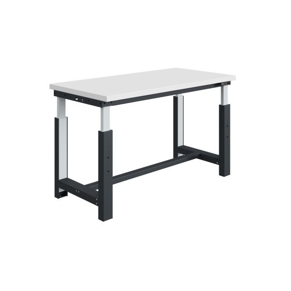 SOFAME SI werkbank, elektrisch in hoogte verstelbaar, 1200 x 750 x 740 tot 1240 mm, RESITOP laminaat werkblad 40 mm, antracietgrijs RAL 7016, W010010828GA