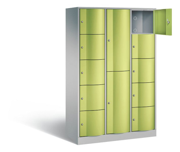 C+P combinatie lockerkast Resisto, H1950xB1148xD540mm, kleur: wit aluminium / virid groen, 8070-3721 S10028