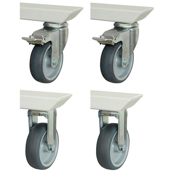 RAU wielenset voor adlatus serie 150, 2 bok- en 2 zwenkwielen met rem, 08-RS-150-2LF-2B