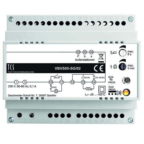 TCS voedings- en besturingseenheid VBVS05-SG/02 voor audio- en videosystemen 1 lijn, 6 TE, VBVS05-SG/02