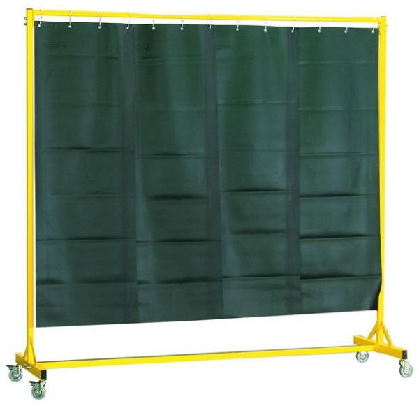 KLW laswand, verrijdbaar, 2000 x 2000 x 600 mm, met gedeeld PVC-strokengordijn, 03 / STW-2020-1